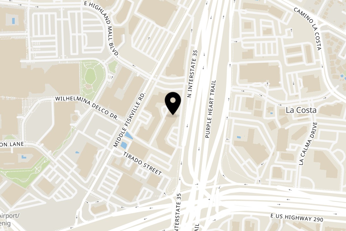 Map showing the location of Lima Criolla Peruvian Restaurant on 6406 N Interstate 35 Frontage Rd in Austin
